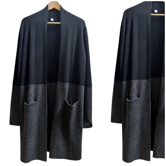 Lululemon Restful Intention Open Wrap Longline Sweater Black Grey Size 8 - Picture 1 of 13